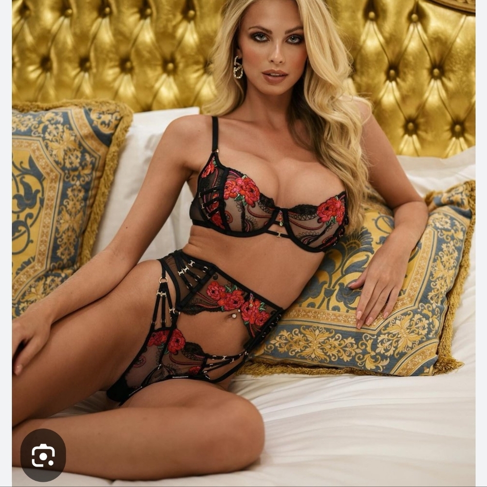 Honey Birdette Red and Black Bra Intimates